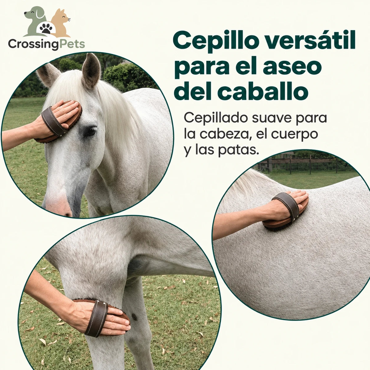 Cepillo de aseo prémium para caballos CrossingPets — imagen 4 en español