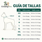 Adjustable Reflexfit collar by CrossingPets, image 10, size chart in Spanish.