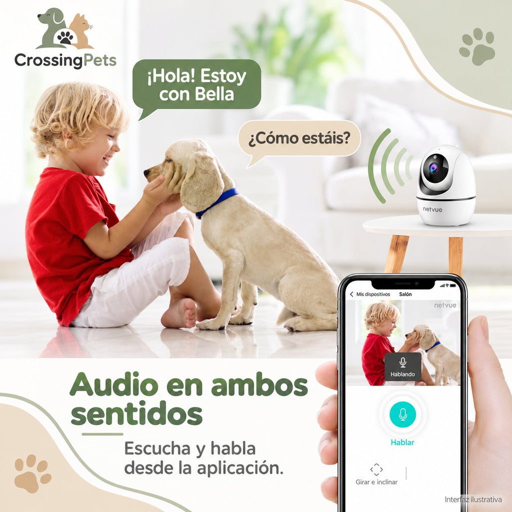 Cámara interior Netvue para mascotas con Wi-Fi y audio bidireccional — CrossingPets · imagen 7