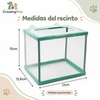Recinto de malla para acuario con cuatro ventosas · 17 × 12,6 × 15 cm — CrossingPets · imagen 2