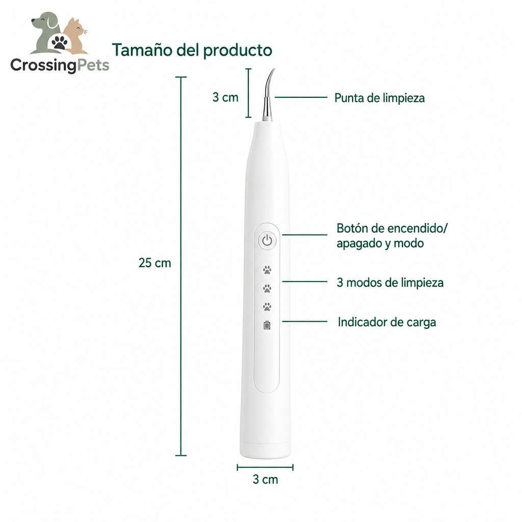 Medidas y controles del raspador Detixy — CrossingPets