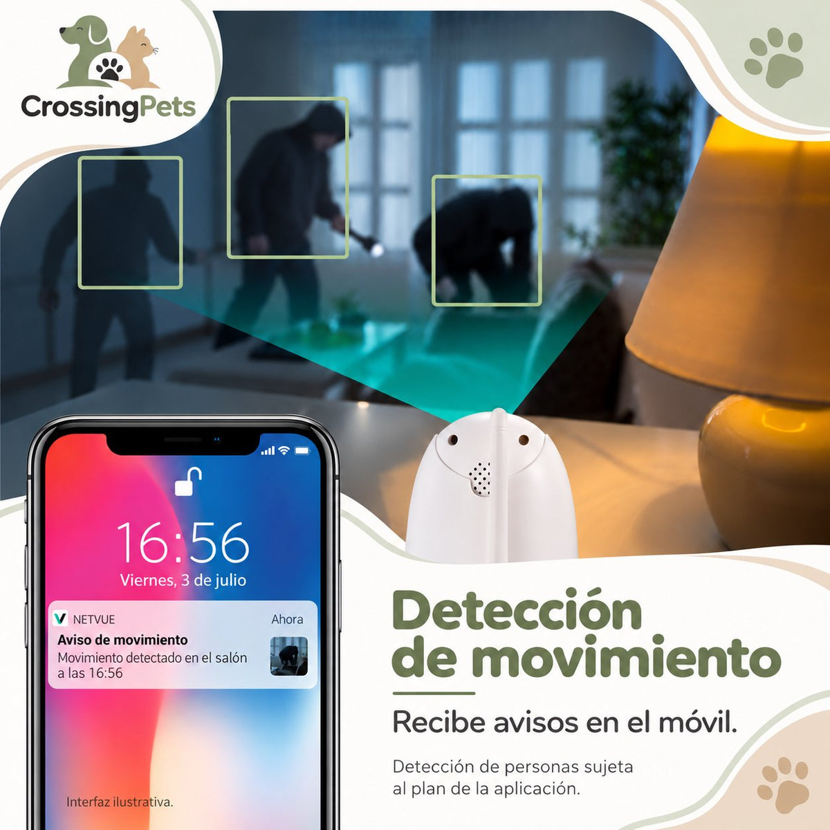 Cámara interior Netvue para mascotas con Wi-Fi y audio bidireccional — CrossingPets · imagen 8