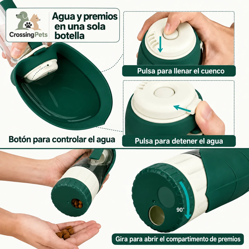 Botella con forma de hoja CrossingPets — imagen 6, información en español