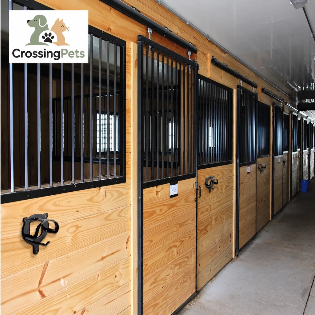 Stallviro-Metallhalter für Trensen CrossingPets — Bild 4 mit spanischem Text