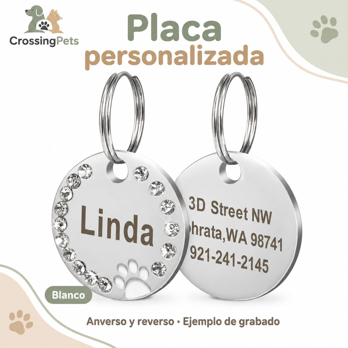 Placa personalizada con diseño de huella — CrossingPets · imagen 6