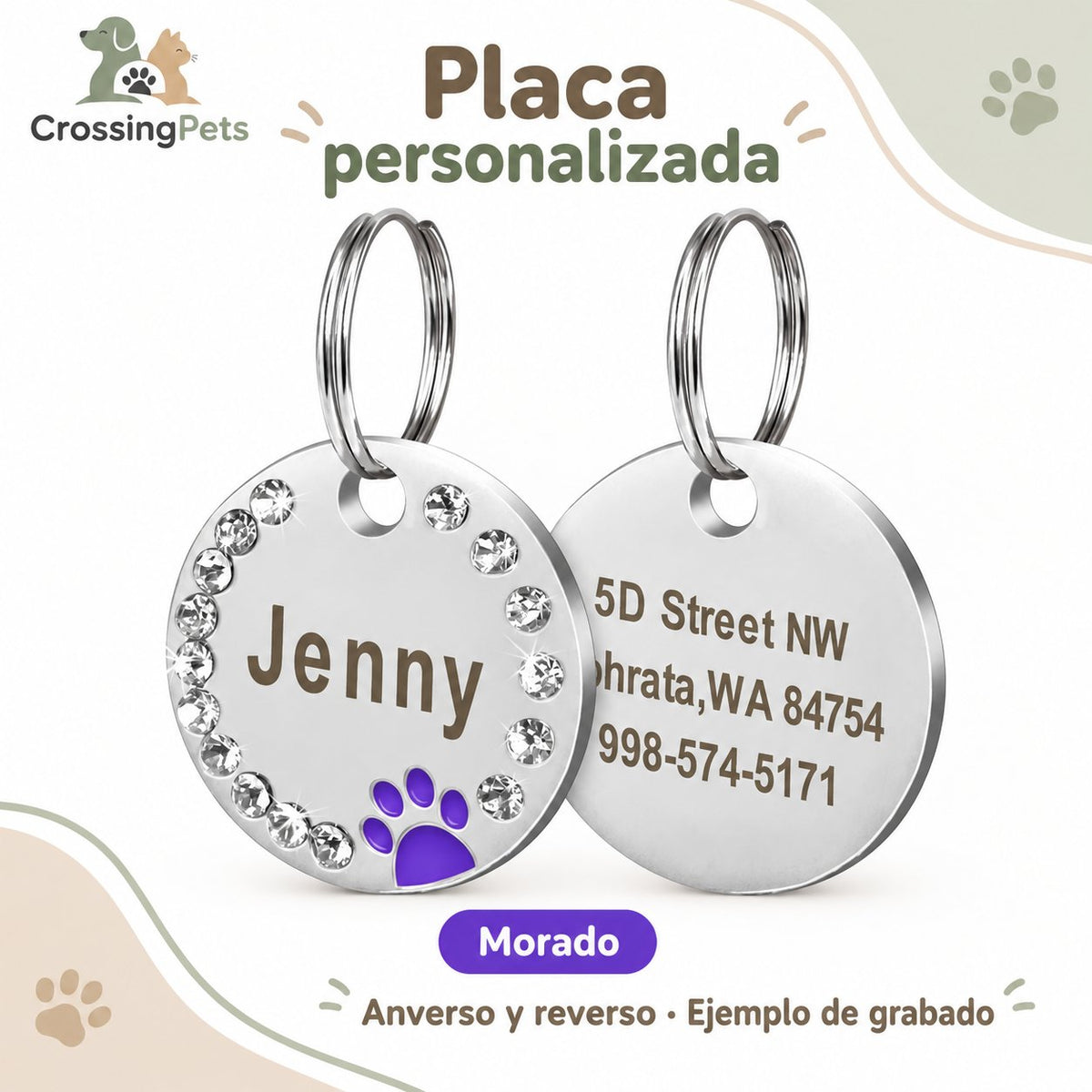 Placa personalizada con diseño de huella — CrossingPets · imagen 4