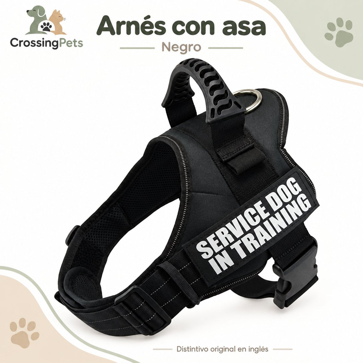 Arnés con asa y distintivo de perro en entrenamiento — CrossingPets · imagen 2