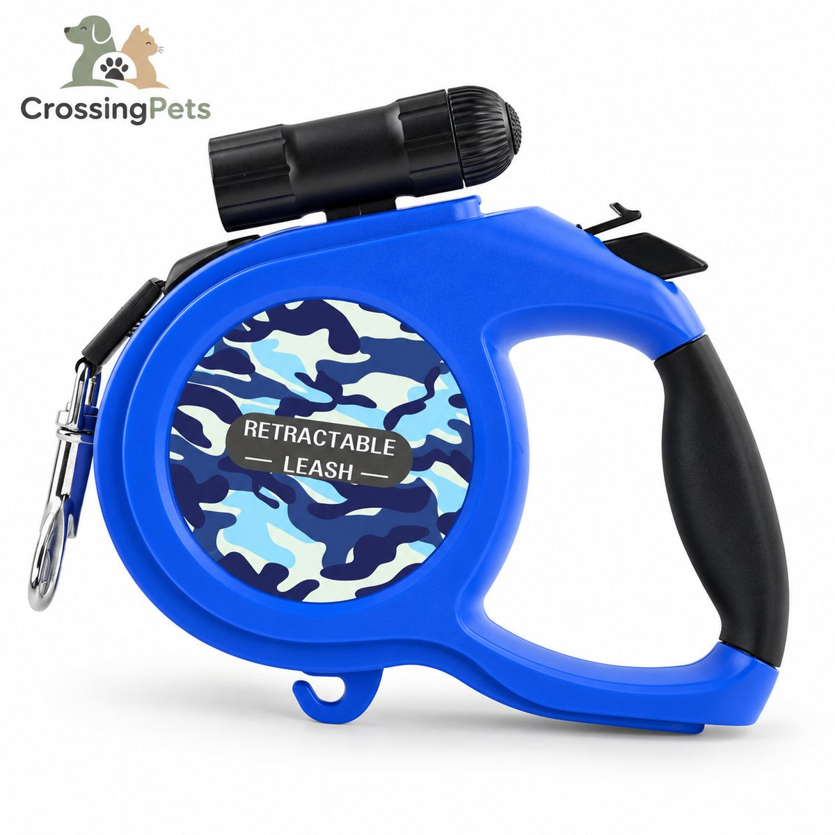 Correa extensible de 8 m con linterna LED — CrossingPets · imagen 2