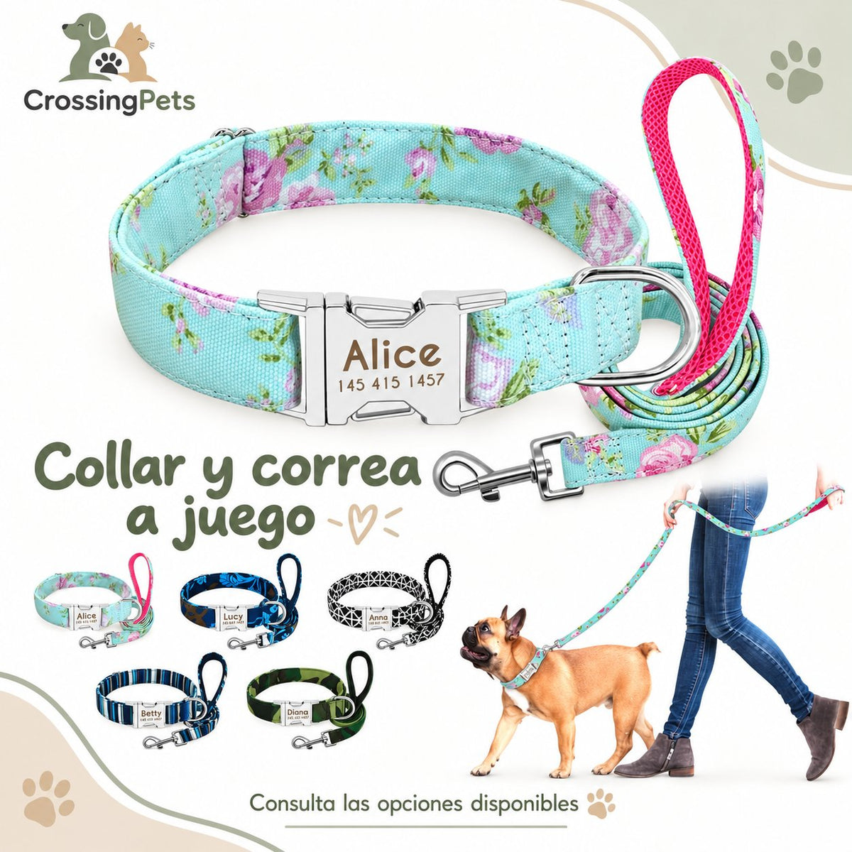Collar personalizado con placa y correa opcional — CrossingPets · imagen 13