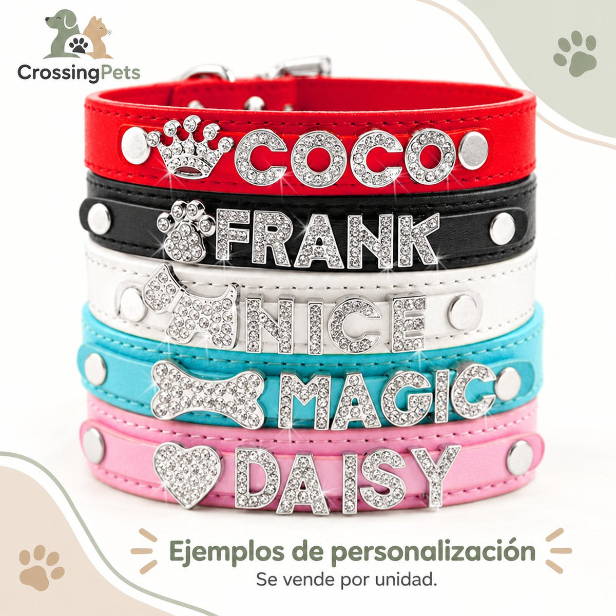 Collar personalizado con letras brillantes · hasta 5 letras — CrossingPets · imagen 10