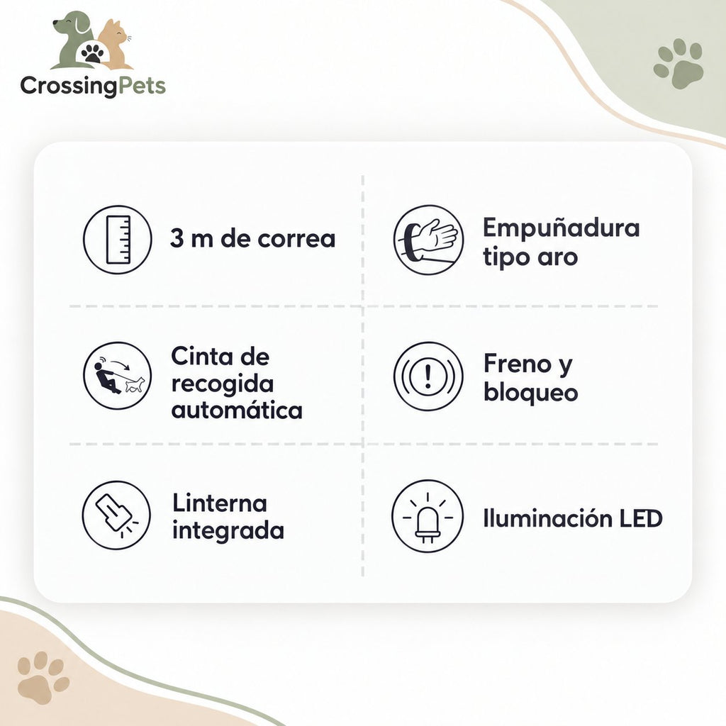 Correa extensible tipo pulsera con LED · 3 m — CrossingPets · imagen 4