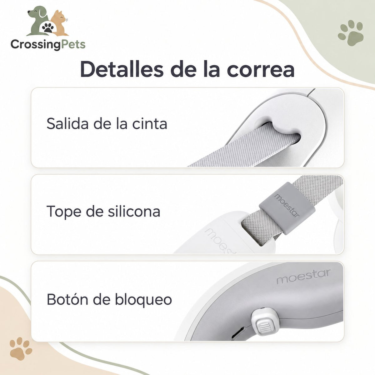 Correa extensible tipo pulsera con LED · 3 m — CrossingPets · imagen 7