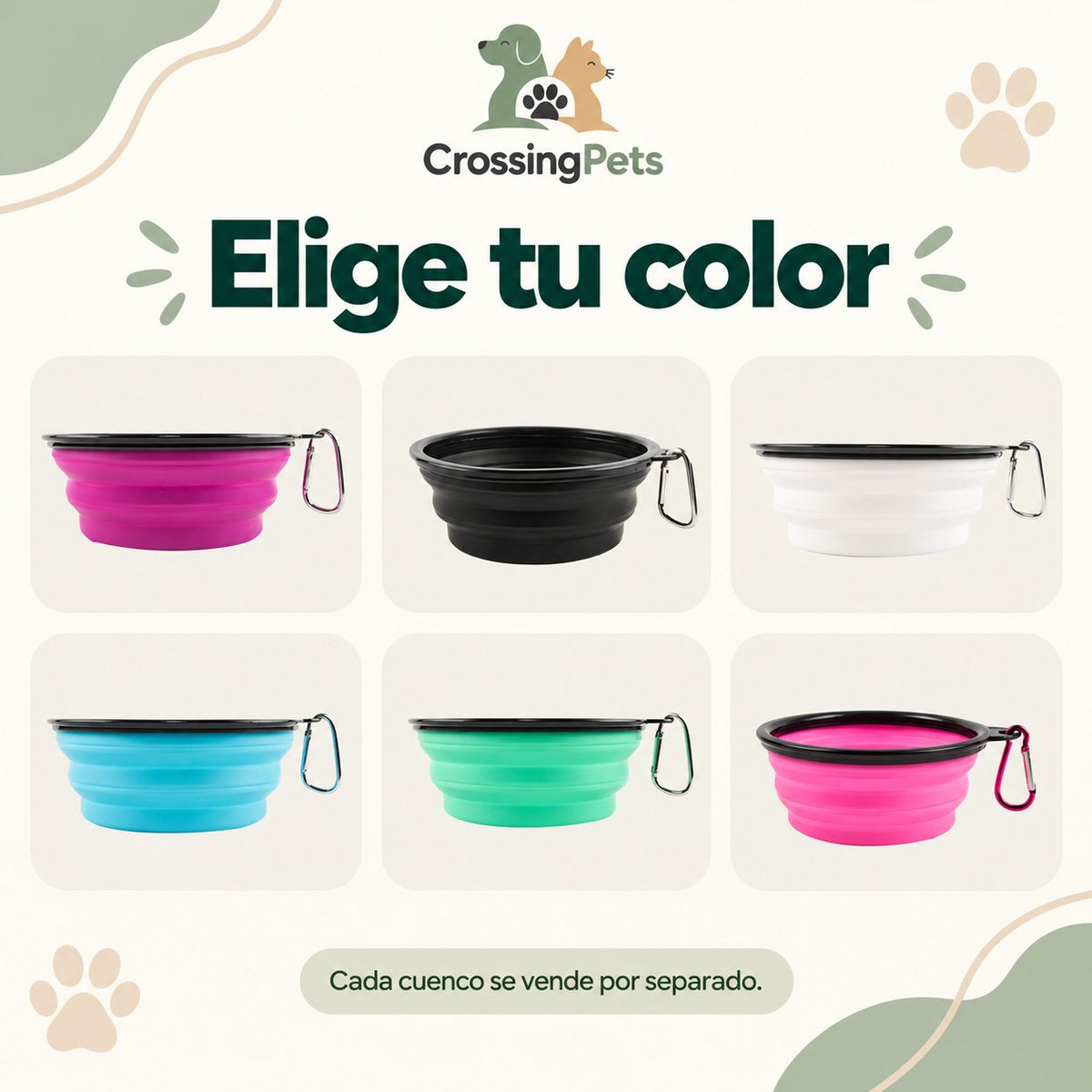 Cuenco portátil plegable con mosquetón — CrossingPets · imagen 8