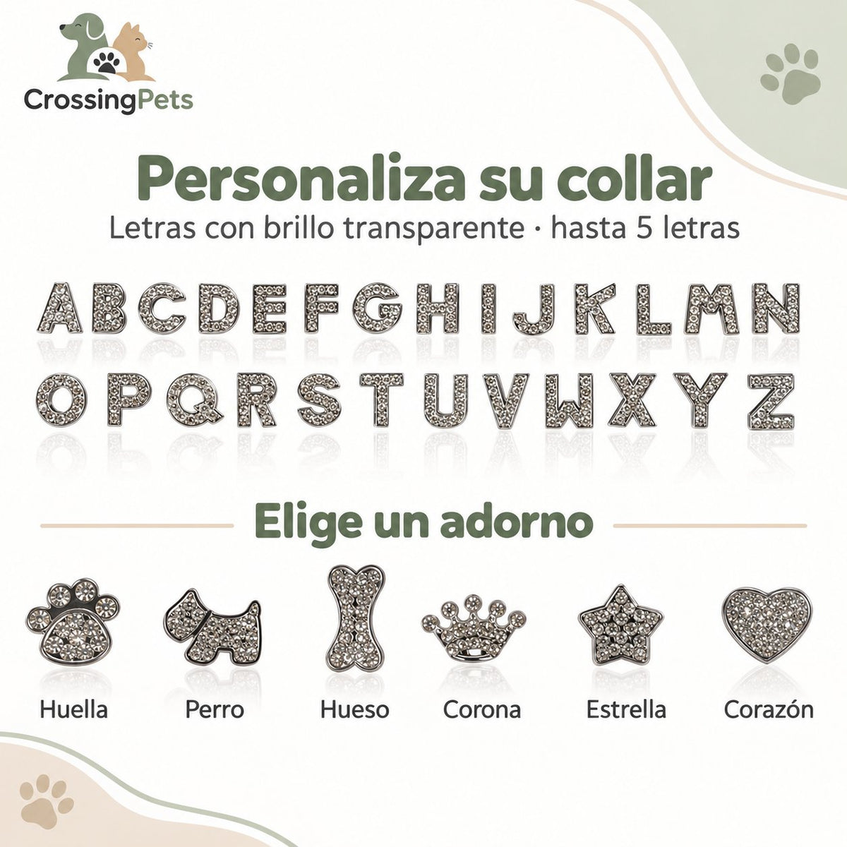 Collar personalizado con letras brillantes · hasta 5 letras — CrossingPets · imagen 8