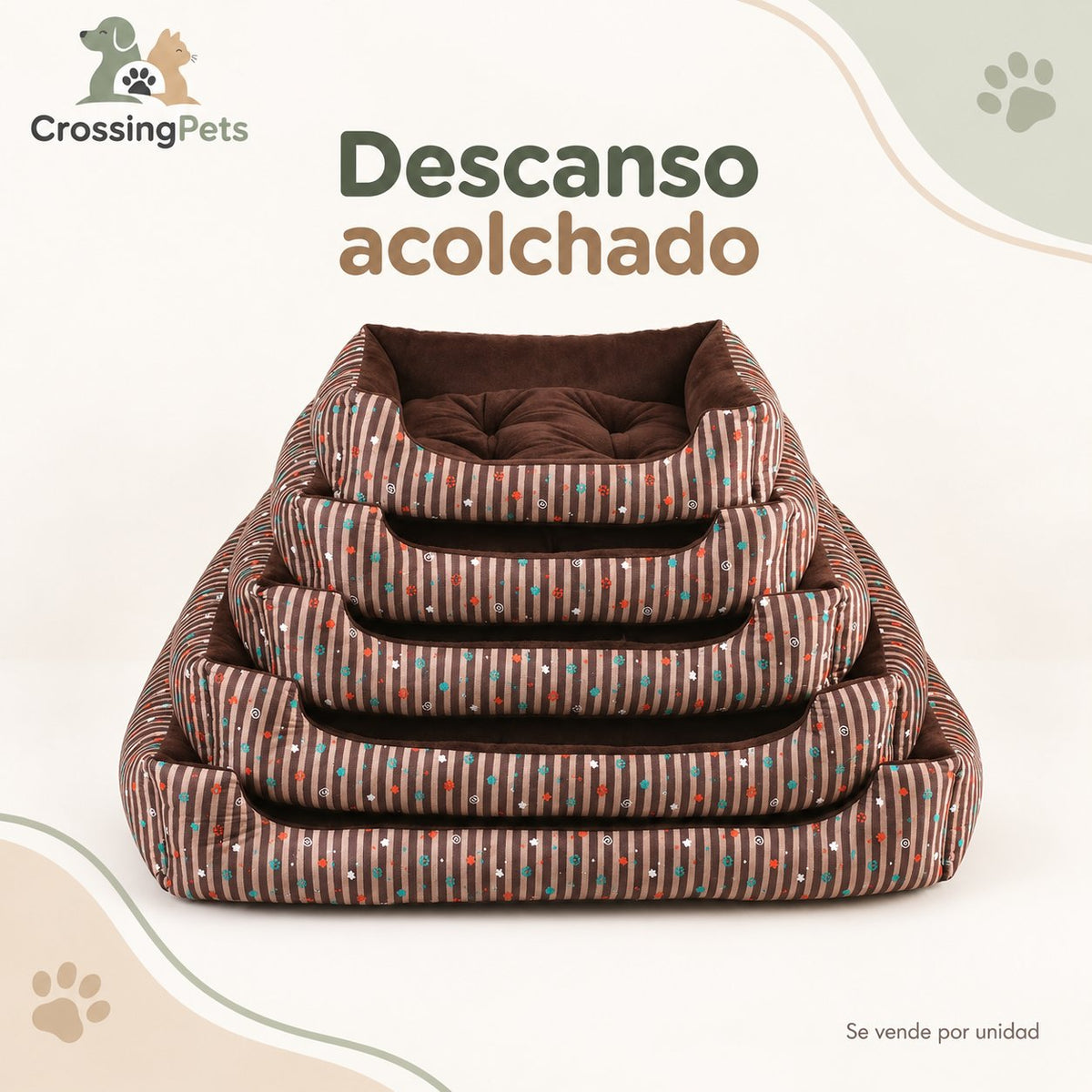 Cama rectangular acolchada para perros — CrossingPets · imagen 12