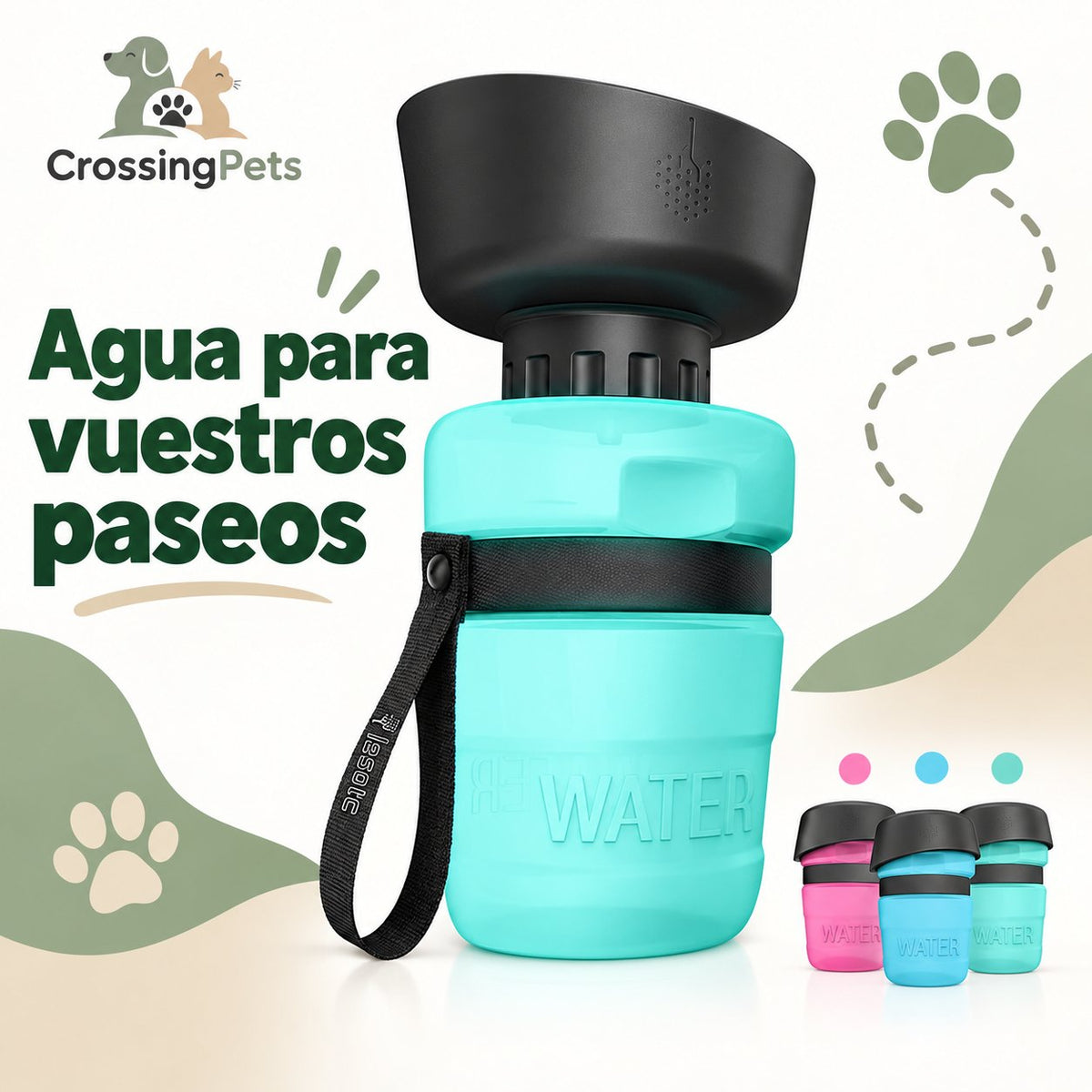 Botella de agua con cuenco plegable — CrossingPets · imagen 4