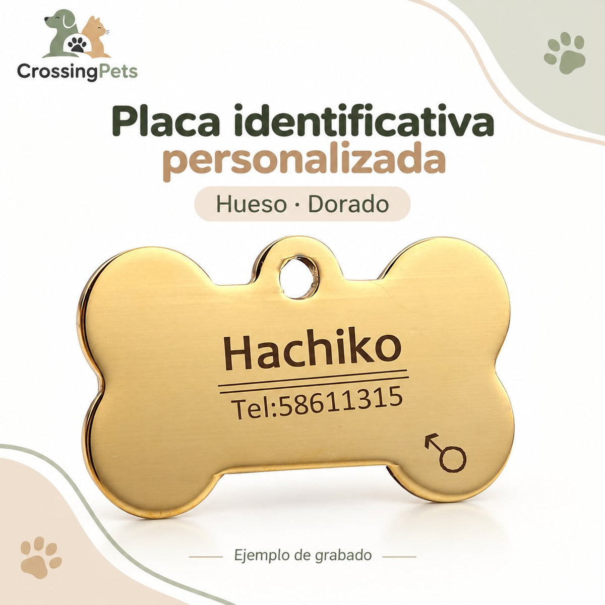 Placa identificativa de acero personalizada — CrossingPets · imagen 12