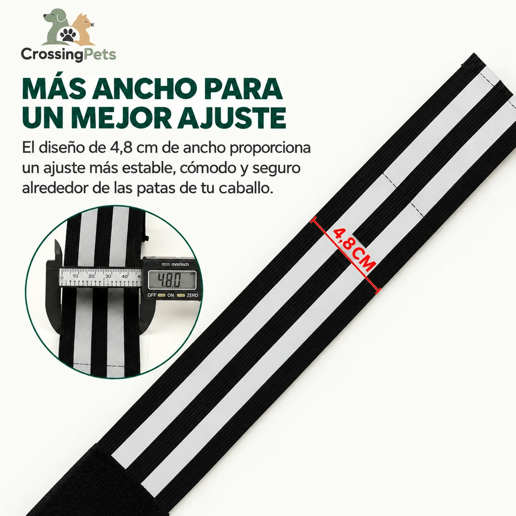Reflective horse leg bands — image 4 with Spanish text